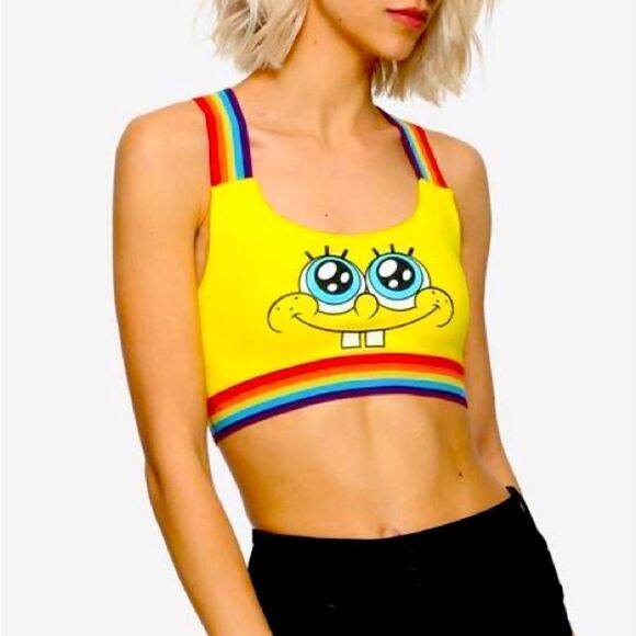 Hot Topic SpongeBob SquarePants Rainbow Sports Bra - Picture 1 of 7